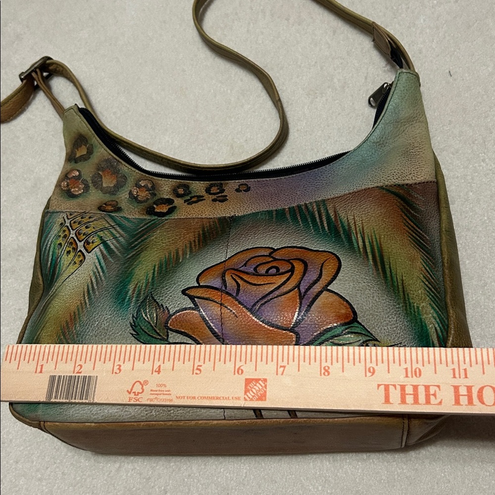 Anuschka Artistic Hand painted Leather Bag with Multicolor Design - Picture 3 of 11